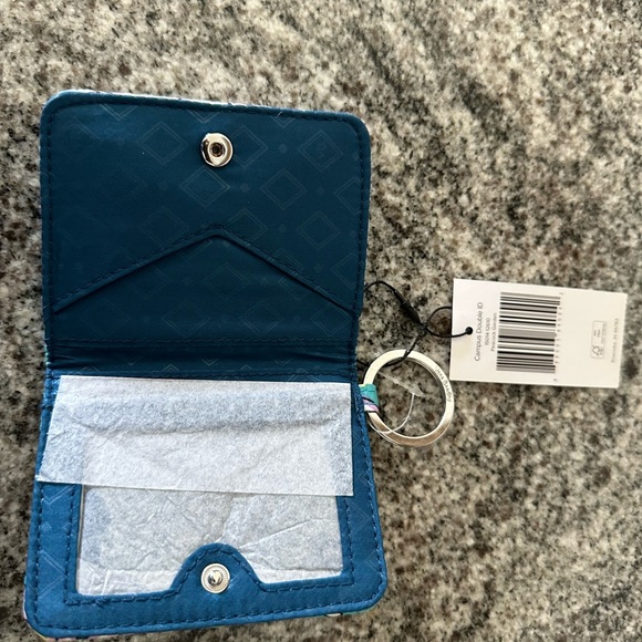 Vera Bradley Campus Double ID Holder Keychain Peacock Garden NWT - Picture 3 of 5